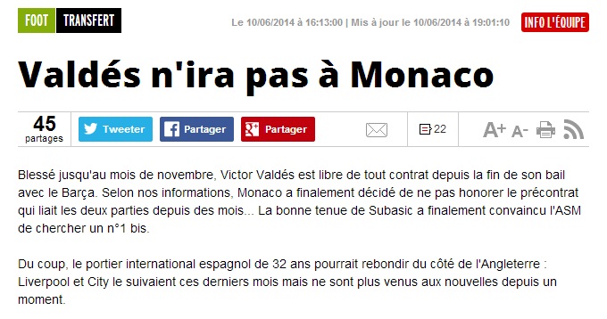 Thông tin đăng trên tờ L'Equipe