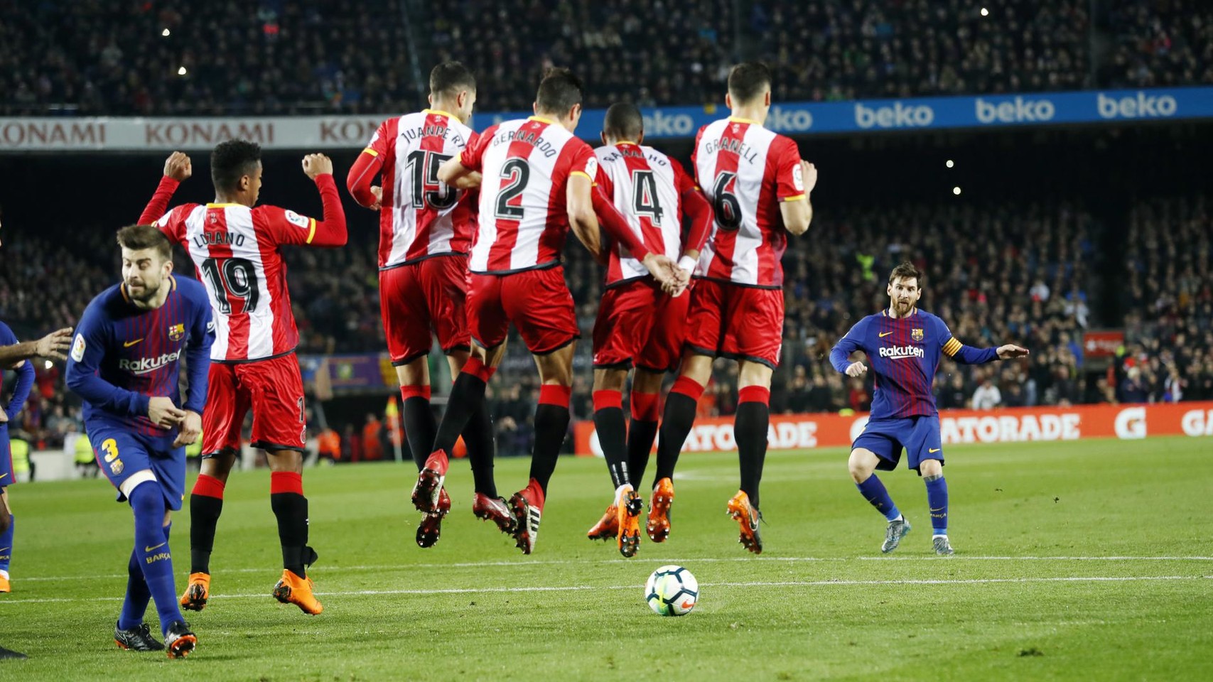 Messi free kick Girona